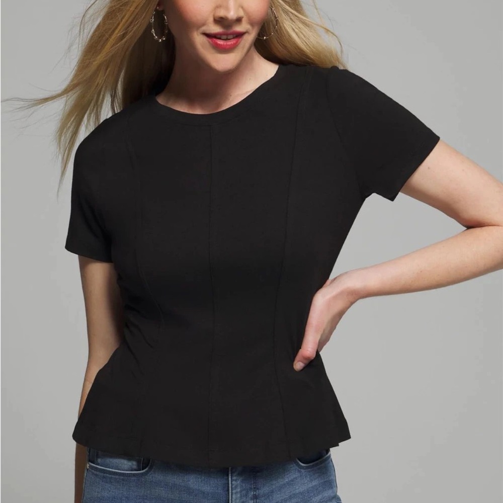 White House Black Market Black Peplum Tee Size M